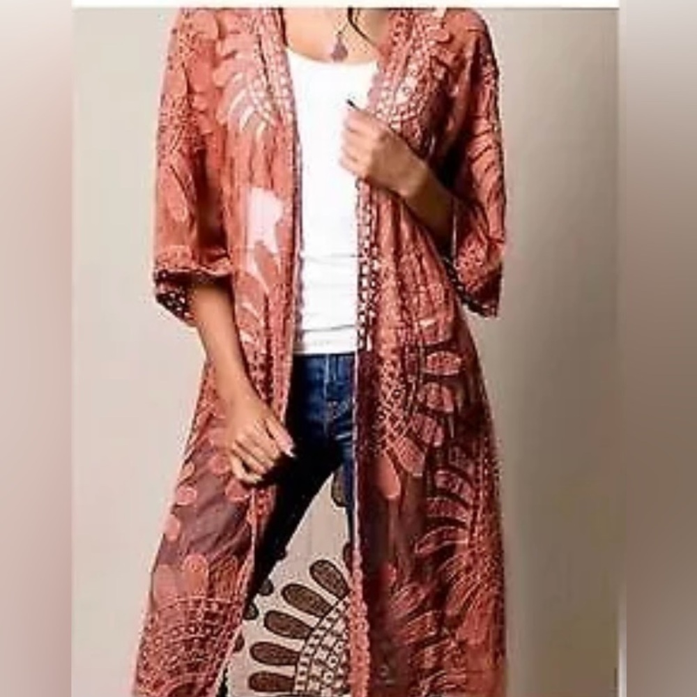 Style Apparel’s Stylish Rust Floral Kimono, Duster Cardigan.